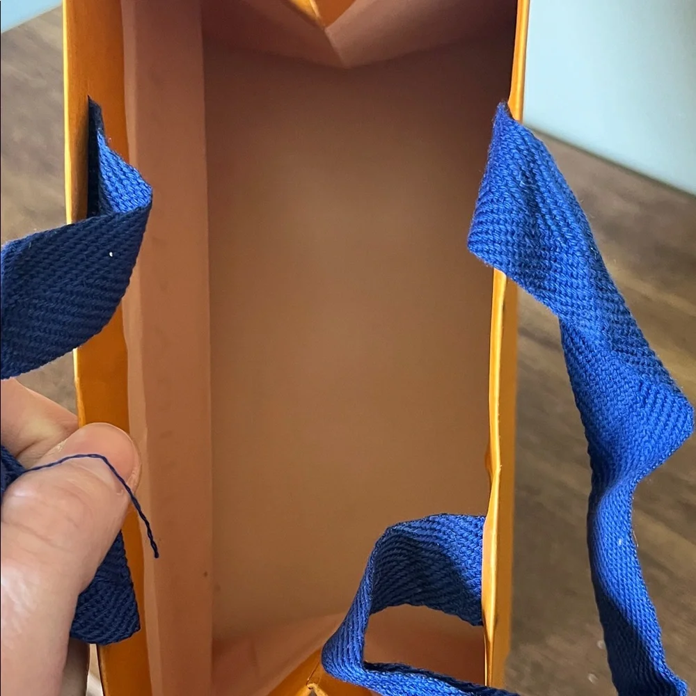 Louis Vuitton Orange Gift Bag with Blue Ribbon Handles